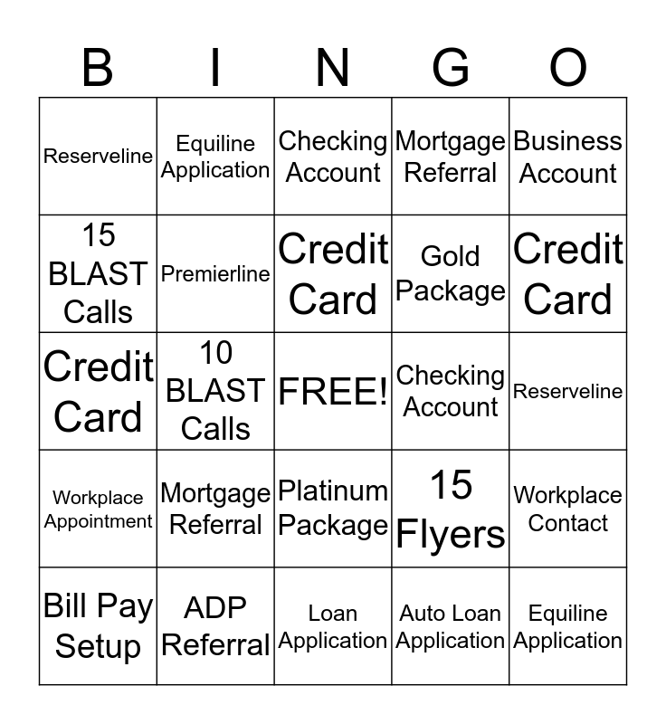 Banker Bingo Card