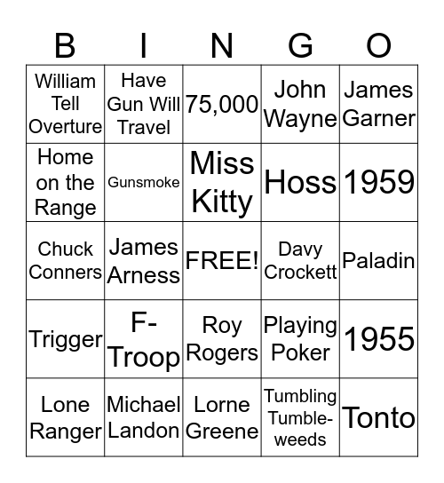 Western Bingo Card