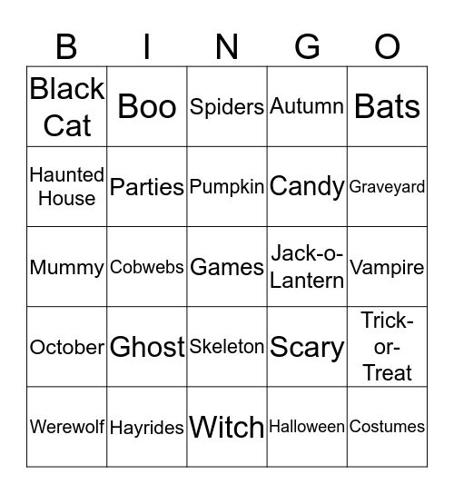 Halloween Bingo Card