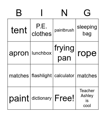 Unit 14 Bingo Card