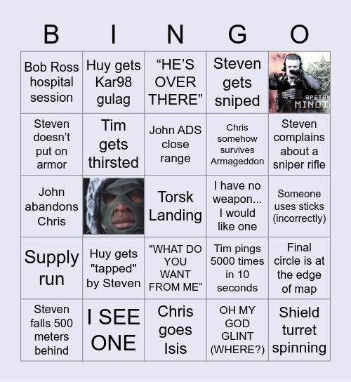 Warzone Bingo Card