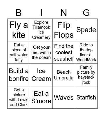 Seaside Bingo Card