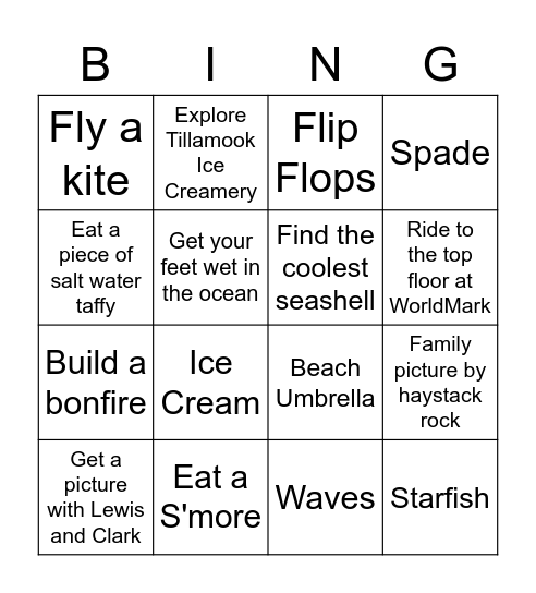 Seaside Bingo Card