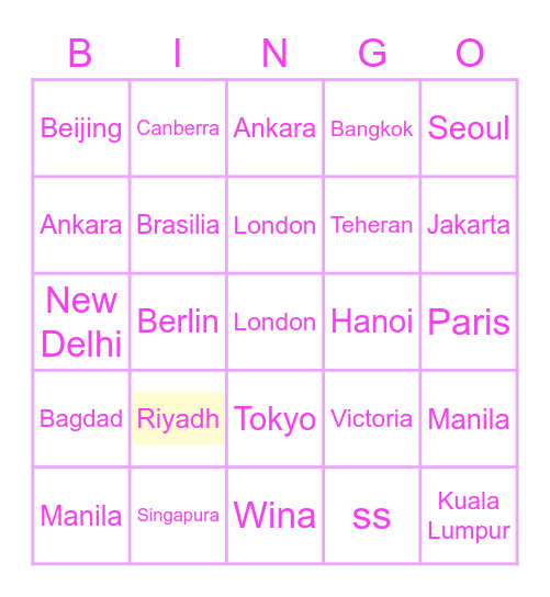 BINGONYA HEEJIN RASA YUNA Bingo Card