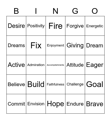 INSPIRATION Bingo Card