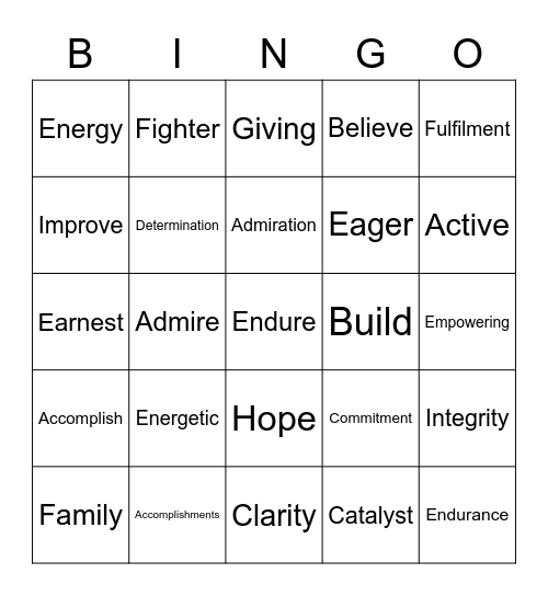 INSPIRATION Bingo Card