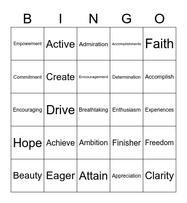 INSPIRATION Bingo Card