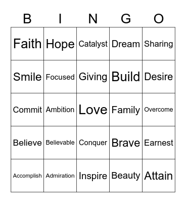 INSPIRATION Bingo Card