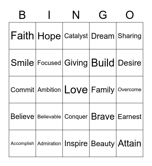 INSPIRATION Bingo Card