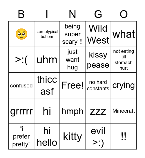 thomas🥺 Bingo Card