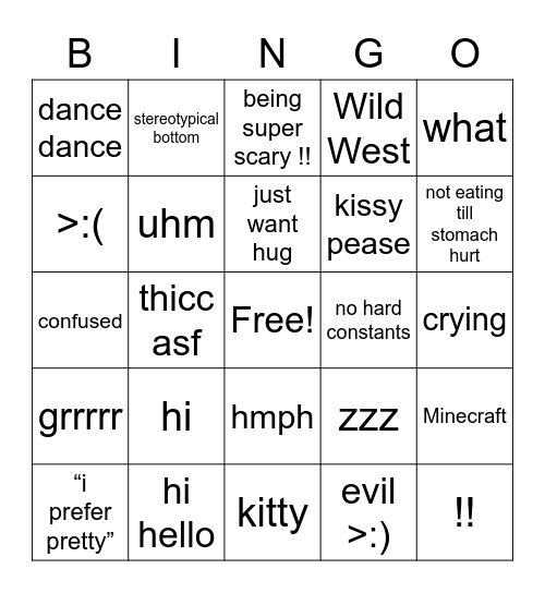 thomas🥺 Bingo Card