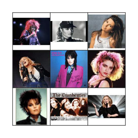 Female singers Bingo Card