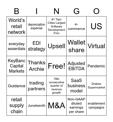 Q2 Earnings Call Bingo Card