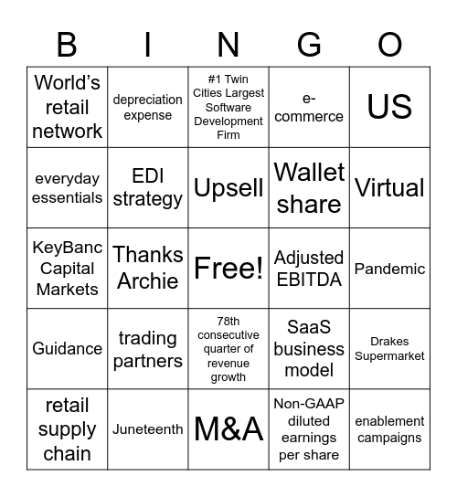 Q2 Earnings Call Bingo Card