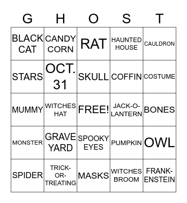 HALLOWEEN BINGO  Bingo Card