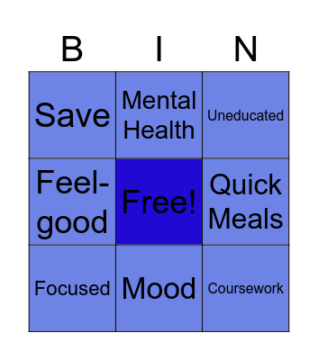 Physical Health and Activities Bingo Card