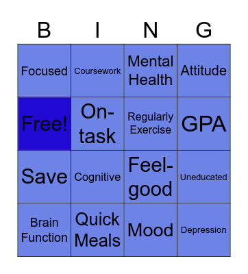 Physical Health and Activities Bingo Card