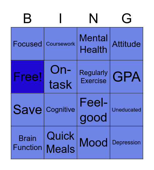 Physical Health and Activities Bingo Card