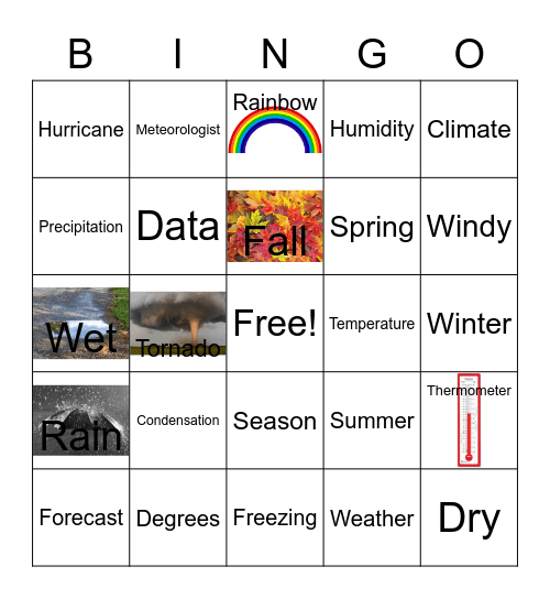 Weather and Climate Unit Bingo Card