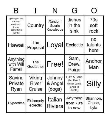 NE Get To Know You Bingo Card