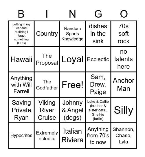 NE Get To Know You Bingo Card
