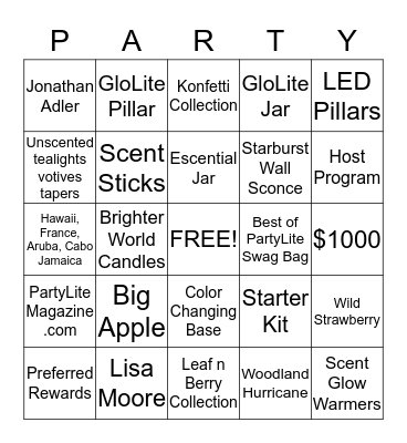 PartyLite Bingo!! Bingo Card
