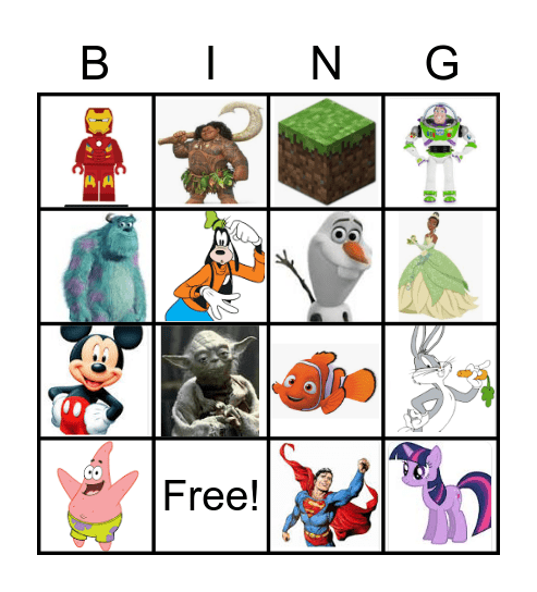Favorite Characters Bingo Card