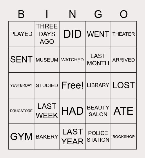 T1 Bingo Card