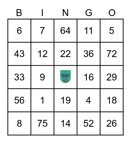 FGM Community Center Bingo Card