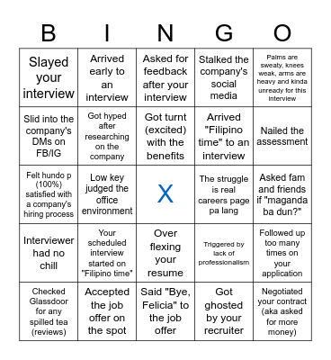 Candidate Experience Bingo Card