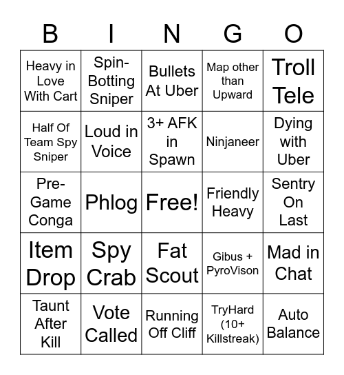 TF2 Bingo Card