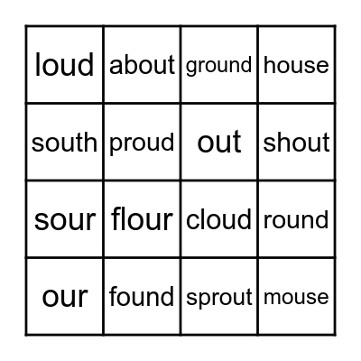 OU Words Bingo Card