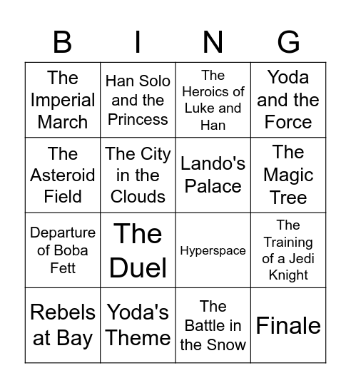 The Empire Strikes Back Bingo Card