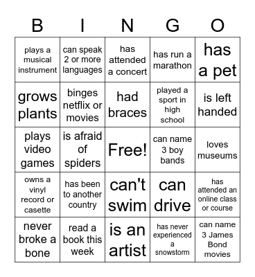 Making friends! Bingo Card