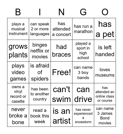 Making friends! Bingo Card