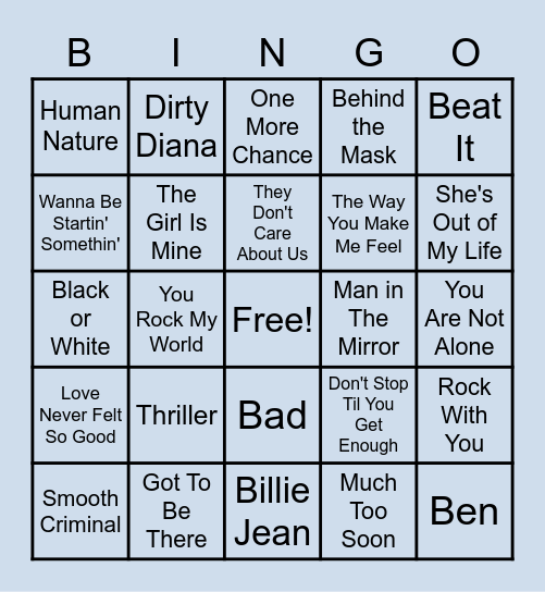 All About Michael Bingo Card
