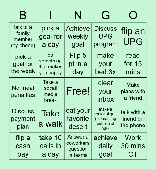 Week 4 Bingo Card