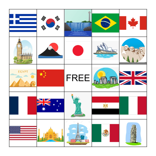 Travel The World Bingo Card