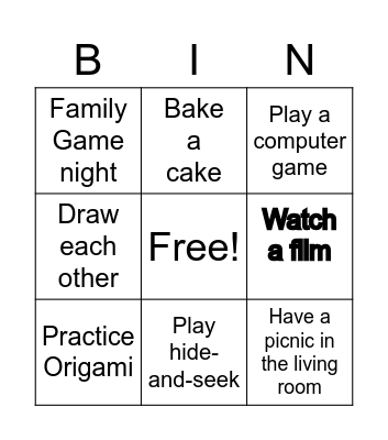 Quarantine Bingo: Activities with dad Bingo Card