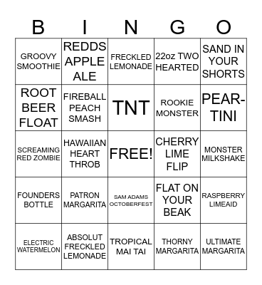 BAR BINGO :) Bingo Card