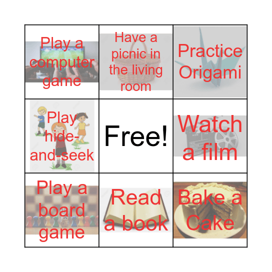 Quarantine Bingo: Activities with dad Bingo Card