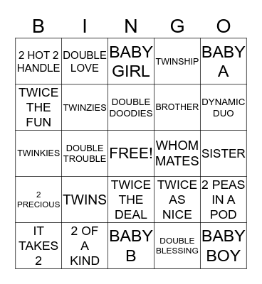 TWINGO Bingo Card