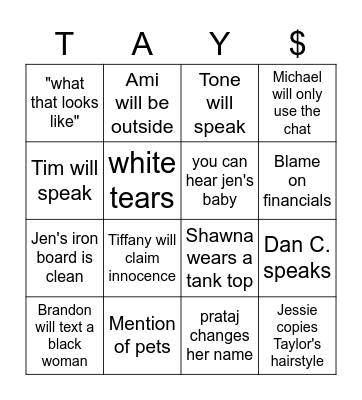 Taylor Bingo Card