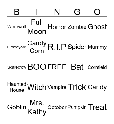 Halloween Bingo Card