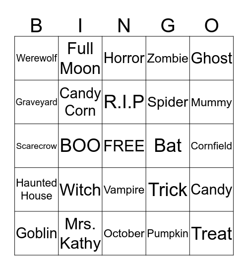 Halloween Bingo Card