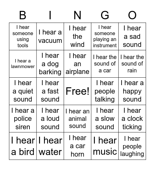 Sound Bingo Card