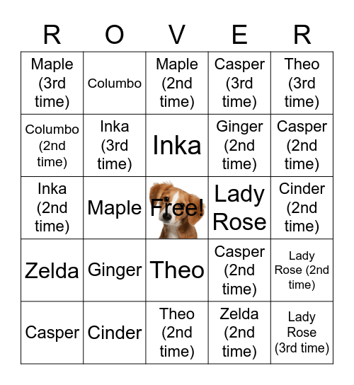 Reading with Rover Bingo Card