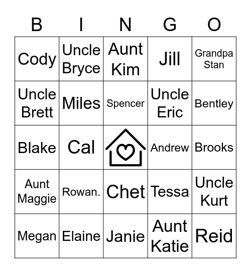 Park City Family Bingo Card