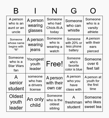 LeaveAMark Students Bingo Card