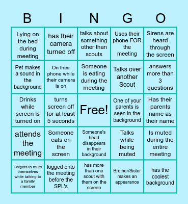 Zoom Bingo Card